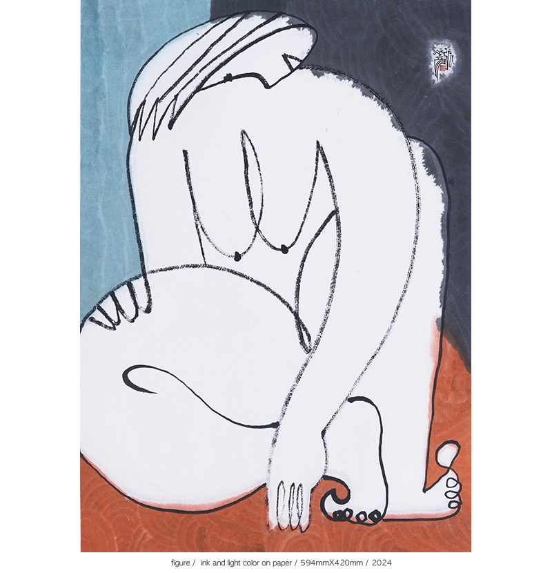 Jang Byeong Eun · Eastbrush · 张炳彥 · figure · ink_and_light_color_on_paper · 594mm_x_420mm · 2024